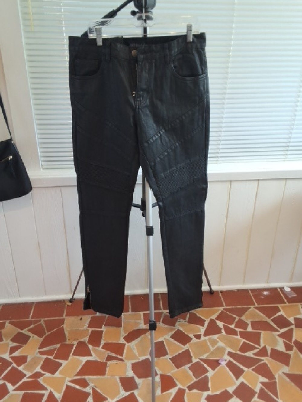 EMBELLISH Black Faux Leather Moto Pants